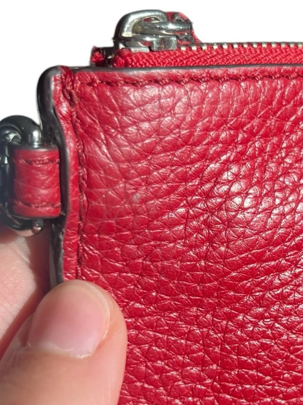 Michael Kors Fulton Lipstick Red Pebbled Leather Large Clutch Wristlet - EUC
